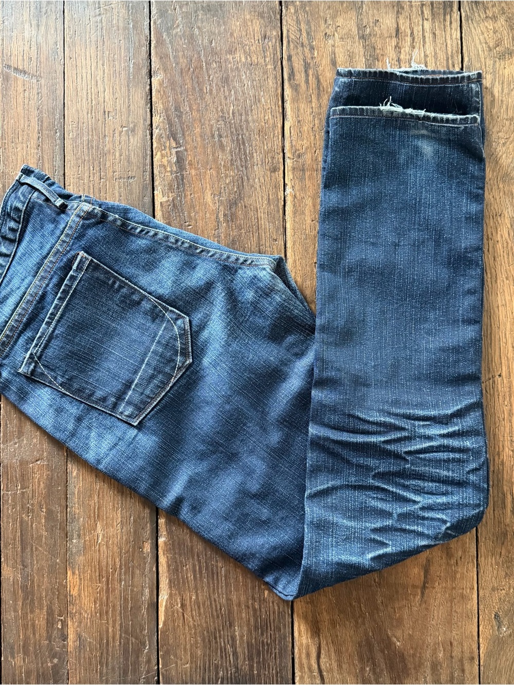 Earnest Sewn Straight Leg Dark Blue Denim Jeans